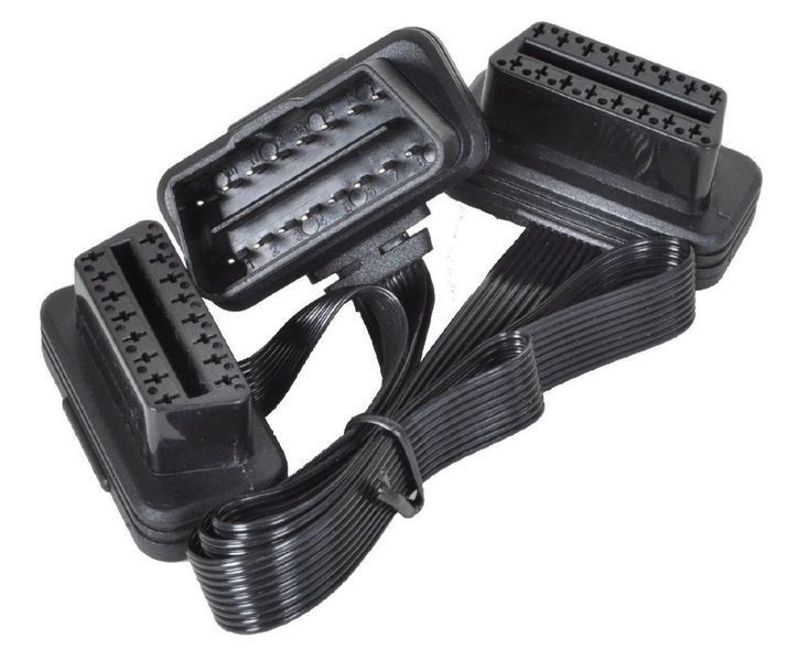OBD2 16-pin кабель трійник спліттер з подвійним роз'ємом (2*30 см) Y-splitter діагностика ОБД розгалужувач 3220 фото
