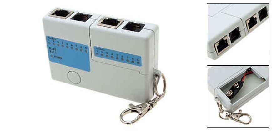 Тестер для проверки RJ45/RJ11 компьютерных интернет кабелей МИНИ mini для витой пары телефонного кабеля сетево 41 фото
