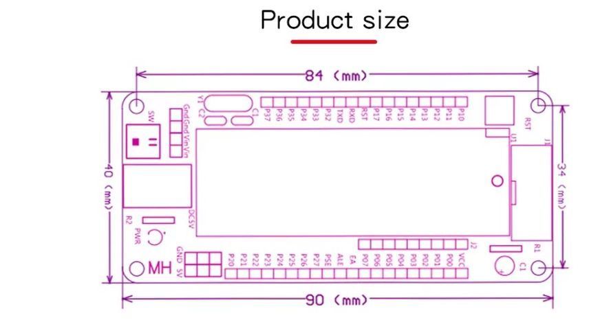 51 8051 AVR Board MCU (40 pin)&nbsp;минимальная системная плата &mdash; универсальная отладочная плата для микроконтроллеров AT89S52 STC11/10X 7808-2 фото