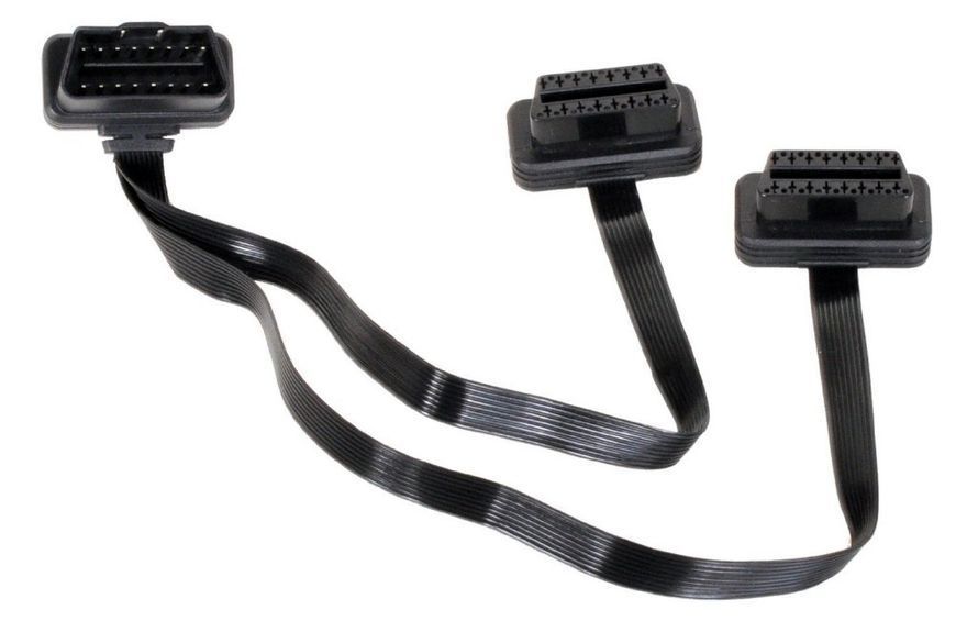 OBD2 16-pin кабель трійник спліттер з подвійним роз'ємом (2*30 см) Y-splitter діагностика ОБД розгалужувач 3220 фото