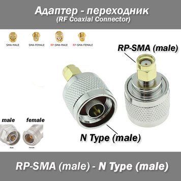 Переходник N Type Male (папа) - RP-SMA Male (папа) RF Coaxial Connector 6827 фото