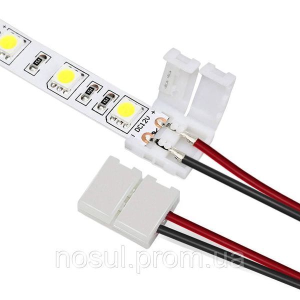 Коннектор (2 pin, 10 мм) соединитель LED 3528,5050 (12/24V) светодиодной ленты для подключения без пайки, 2-х 6432 фото