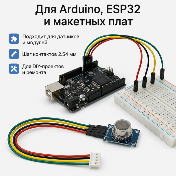 copy_Кабель-переходник XH2.54 на Dupont 2.54 мм 5Pin 20 см 26AWG для Arduino, модулей, датчиков и плат 8351-3 фото