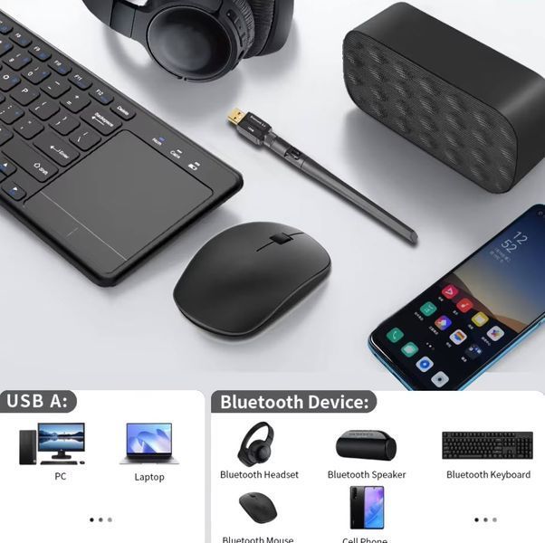 USB Bluetooth 5.4+BLE адаптер (LMP 12.45) + антенна блютуз 7355-3 фото