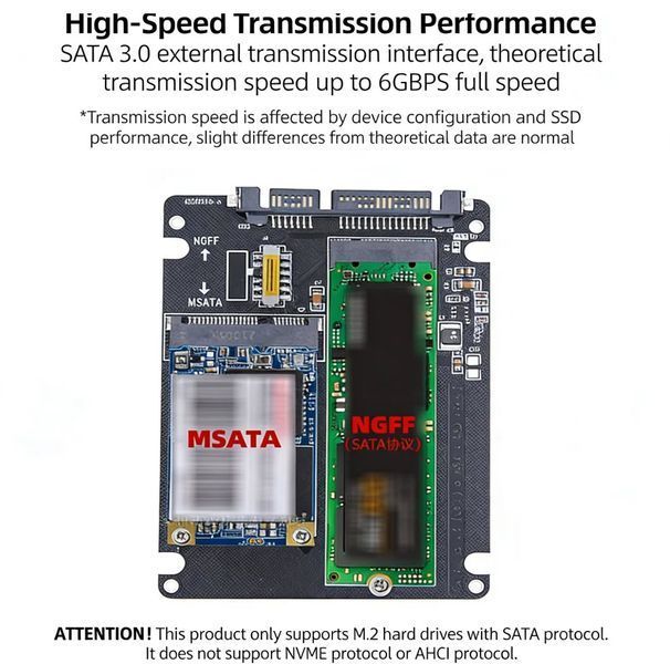 M2505A9-A адаптер перехідник (у корпусі) для SSD M.2 NGFF (B+M або B key) + mSATA під SATA 3.0 (2.5') інтерфейс 7122-2 фото