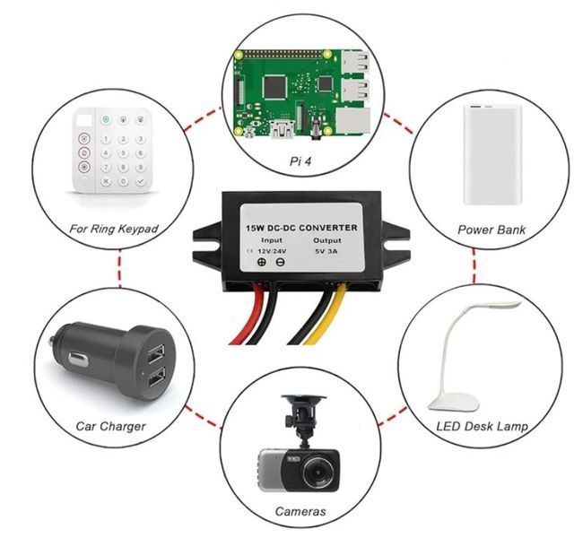 Перетворювач напруги 12V - 5V (3A 15W) DC/DC понижуючий автомобільний бортова мережа Converter Regulator побутовий конвертер імпульсний Converter DC-DC Step Down 3595 фото