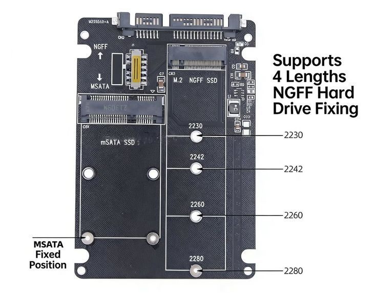 M2505A9-A адаптер перехідник (у корпусі) для SSD M.2 NGFF (B+M або B key) + mSATA під SATA 3.0 (2.5') інтерфейс 7122-2 фото