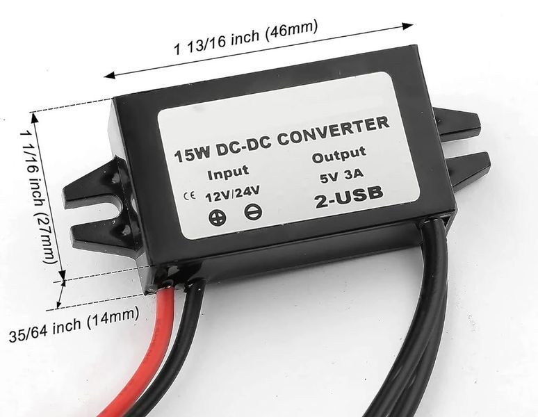 Перетворювач напруги 12V - 5V (3A 15W) DC/DC понижуючий автомобільний бортова мережа Converter Regulator побутовий конвертер імпульсний Converter DC-DC Step Down 3595 фото