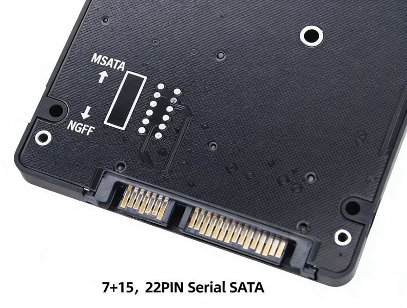 M2505A9-A адаптер перехідник (у корпусі) для SSD M.2 NGFF (B+M або B key) + mSATA під SATA 3.0 (2.5') інтерфейс 7122-2 фото