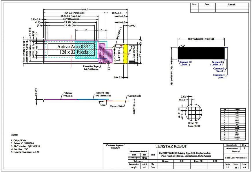 OLED дисплей графический SSD1306 I2C 0.91" (цвет синий) 128x32 Arduino AVR STM32 module blue LCD LED Display 5829 фото
