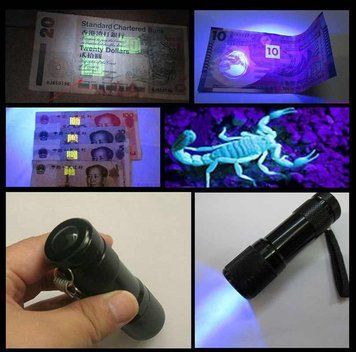 Ліхтар UV ультрафіолет 9LED детектор валют + сушарка для лаку 3572 фото
