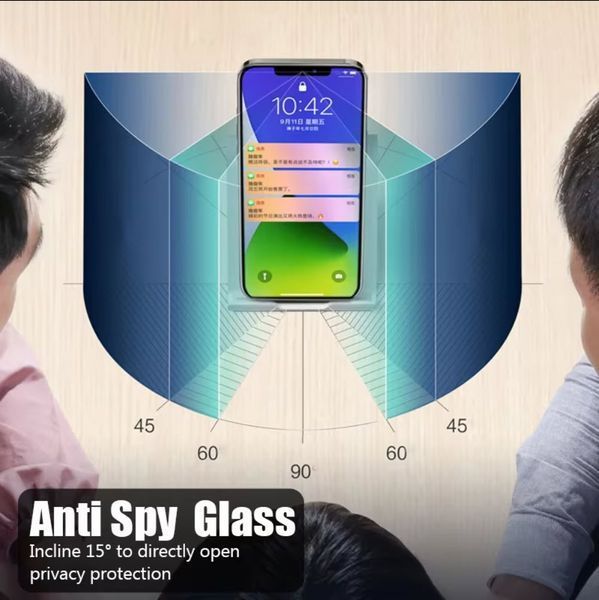 Apple iPhone 15/15Pro/16 6,1" (колір: чорний) Скло 3D 9H AntiSpy -Privacy-&nbsp;тоноване захисне з кутом огляду 30 градусів протиударне&nbsp; 8027 фото