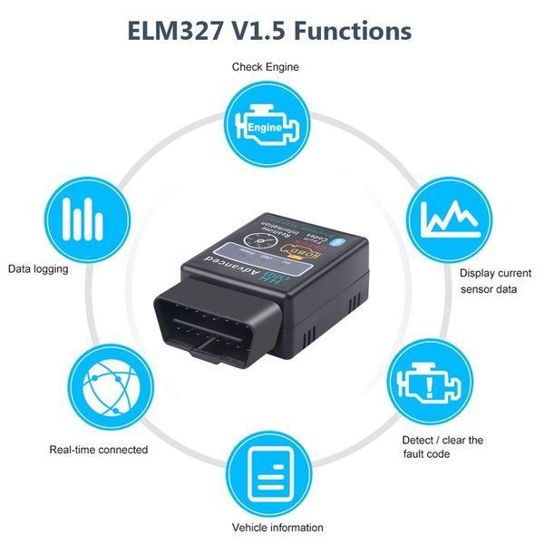 ELM327 v1.5 (бездров Bluetooth) Pic18f25k80 OBDII OBD2 інтерфес під'єднання до ПК автосканер адаптер діагностик 6545 фото