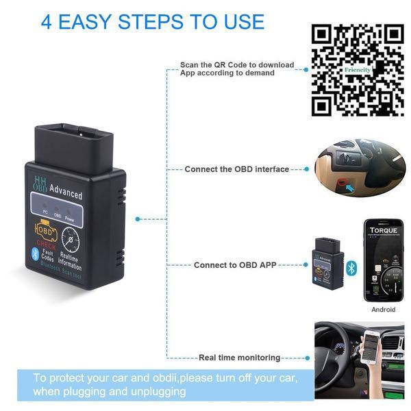 ELM327 v1.5 (бездров Bluetooth) Pic18f25k80 OBDII OBD2 інтерфес під'єднання до ПК автосканер адаптер діагностик 6545 фото