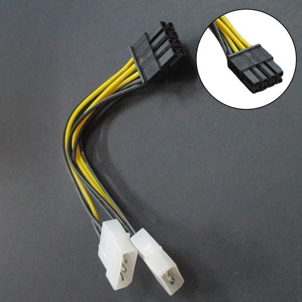 Перехідник живлення відеокарт подвійний молекс (4-Pin Molex) &mdash; 8 Pin LP4 майнінг відеокарти материнка 2 molex > 8 4596 фото