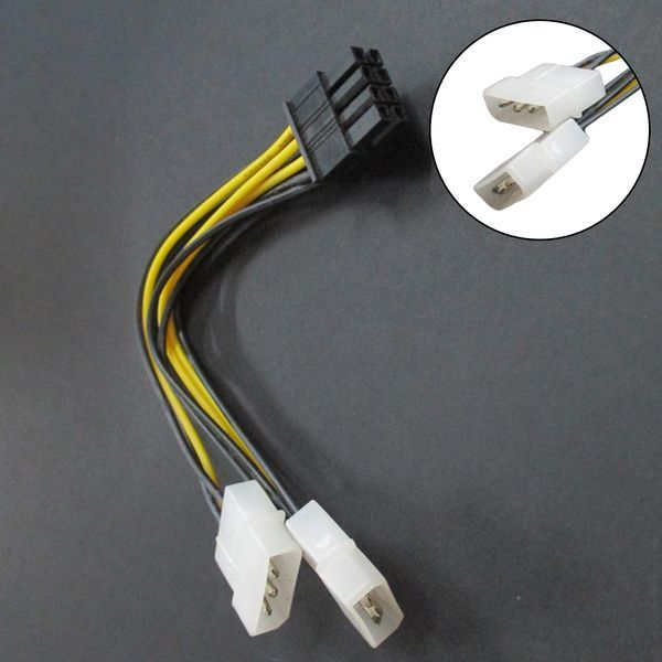 Перехідник живлення відеокарт подвійний молекс (4-Pin Molex) &mdash; 8 Pin LP4 майнінг відеокарти материнка 2 molex > 8 4596 фото