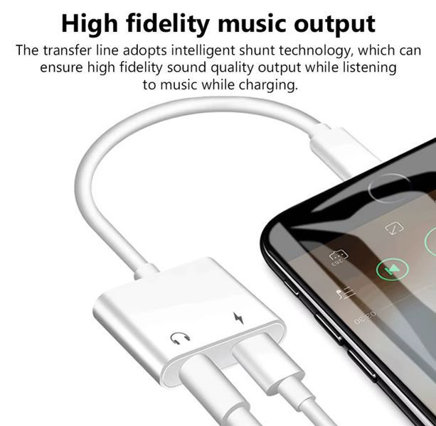 Переходник iPhone Lightning - зарядка + наушники 3.5 мм 4 pin (под гарнитуру AUX Jack) Headphone iPhone 14 13 12 11 Pro Переходник Lightning / 3.5мм + Lightning предназначен для телефонов iPhone моделей 14 13 12 11 Pro  5314-2 фото
