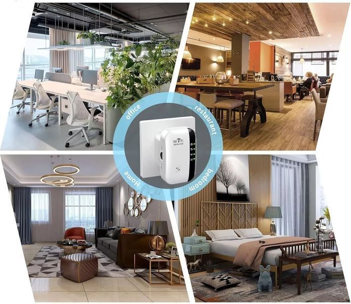 Подовжувач сигналу репітер (білий) 300Mbps Wireless Wi-Fi Repeater 2.4G Router Wifi Range Extender 7740 фото