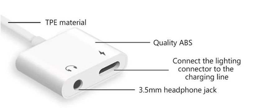 Переходник iPhone Lightning - зарядка + наушники 3.5 мм 4 pin (под гарнитуру AUX Jack) Headphone iPhone 14 13 12 11 Pro Переходник Lightning / 3.5мм + Lightning предназначен для телефонов iPhone моделей 14 13 12 11 Pro  5314-2 фото