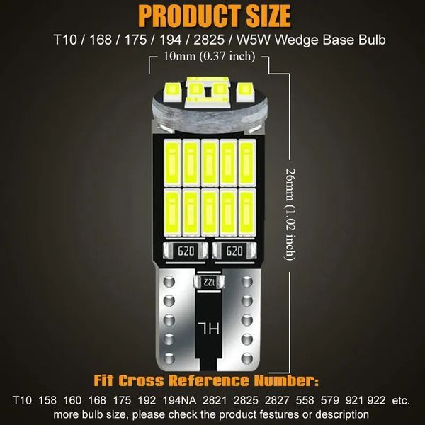 W5W T10 Led 400L 7000K 1.3W (білий) лампа світлодіодна автомобільна Can Bus VW Nissan BMW Mazda Chevrolet Audi Infiniti Kia Lexus 7576 фото