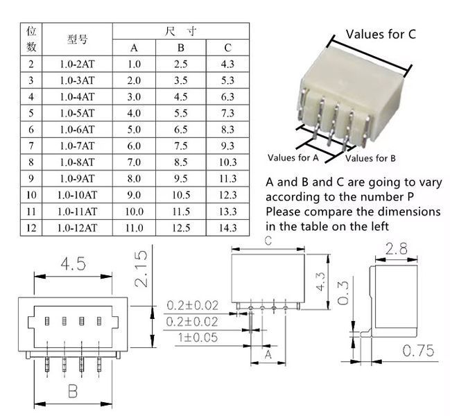 JST SH 3 pin 2S (шаг 1.0 мм) 4P разъем папа male Vertical Type Socket Wire-to-Board Receptacle Тип разъема: JST SH 3 pin 2S Vertical&nbsp;  6395-2 фото