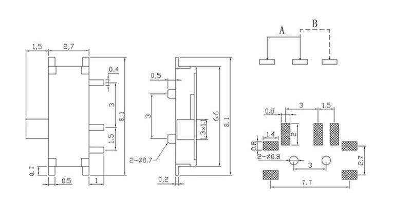 SPDT MSK-12C02 (IS-1290A) кнопка переключатель движковый slide (цвет белый) Mini 7-Pin On-Off 1P-2T 7013 фото