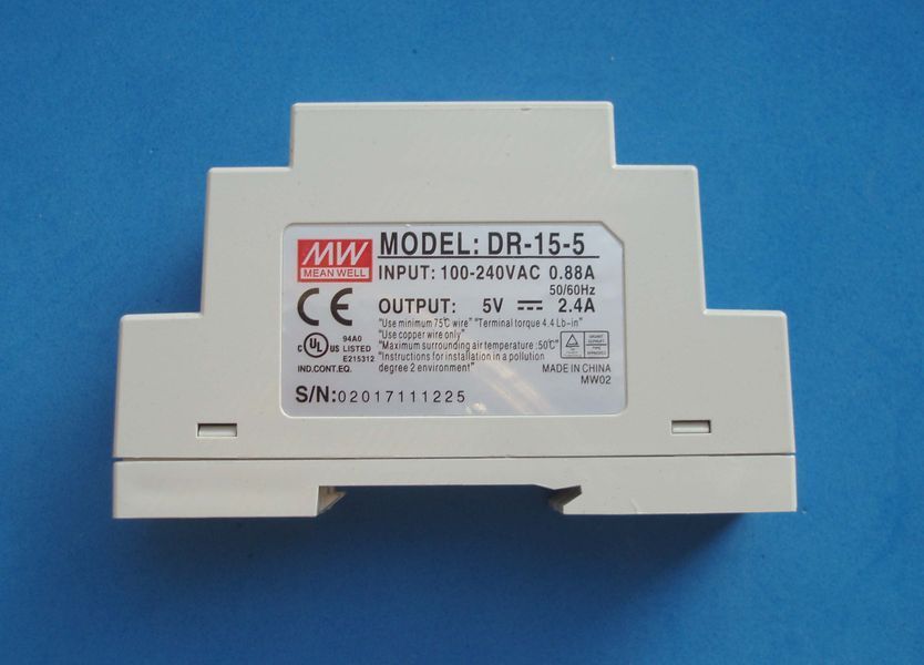 DR-15-5, Блок питания на DIN-рейку, 5В, 2.4А, 12Вт 5227 фото