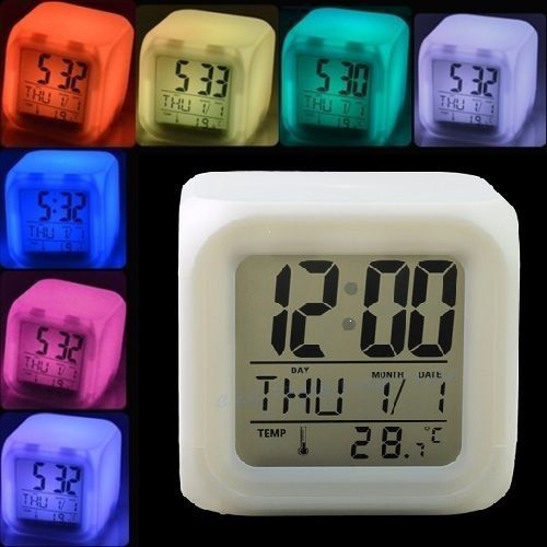 Часы будильник LED переливающиеся 7 цветов Glowing Led Color Change Digital Alarm Clock 845 фото