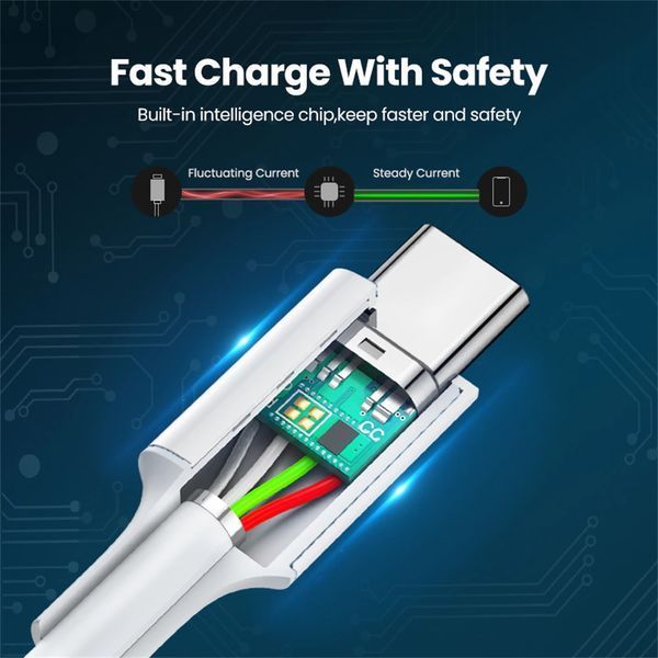 Кабель PD USB 100W 5A (Type-C) папа-папа (2 м) QC 4.0 3.0 цвет БЕЛЫЙ power charge Huawei Samsung Macbook заряд 7359 фото