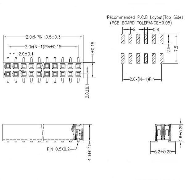 SMT SMD конектор крок 2.0 mm 2*12 pin тип: мама 4835 фото