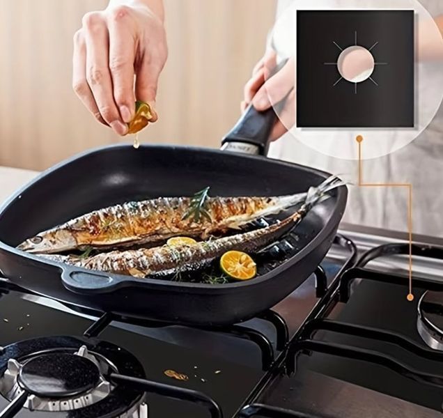 Подкладка-пленка для газовой плиты, многоразовый защитный коврик 8039 фото