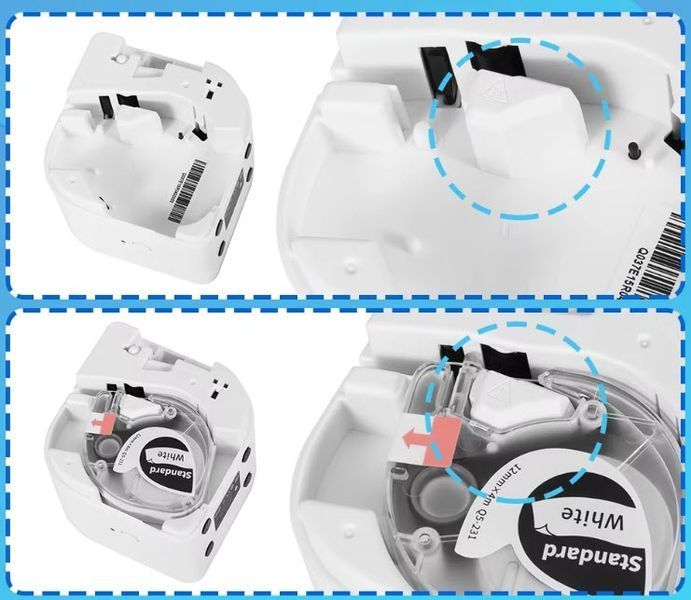 Phomemo P12 P12Pro DYMO Letra Tag Сменный картридж (самоклеющаяся + красящая лента) для принтера стикеров/этикеток 12 мм (4 м) белый фон черные буквы -термо- &nbsp; 8108-2 фото