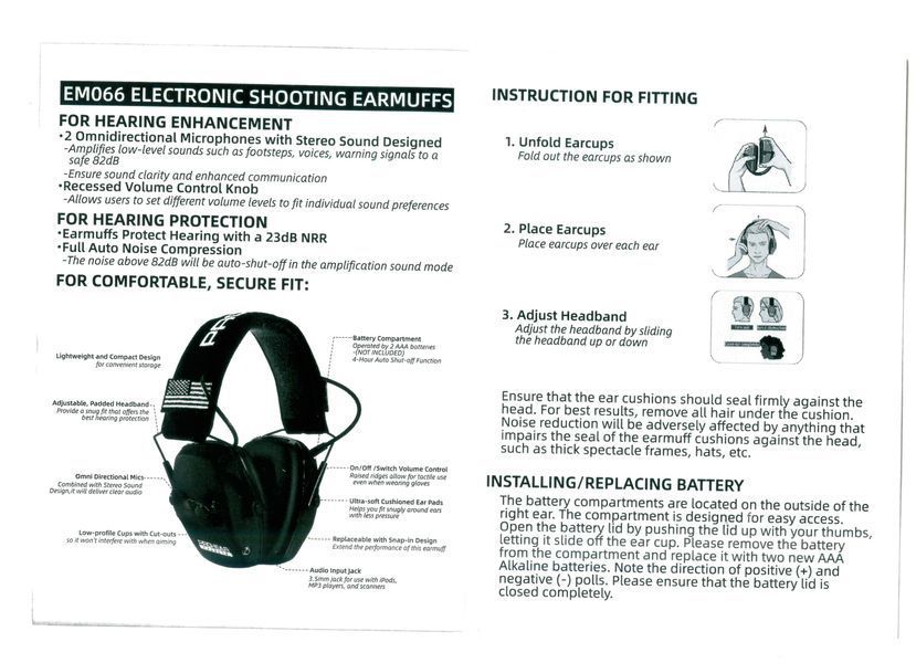Наушники тактические ZOHAN PROHEAR Machete 066 Black (EM026)  Ear Protection Electronic Hearing Protection Sparta Active Protector  Наушники с активным шумодавом Zohan PROHEAR Machete 066 Black предназначены для автоматического блокирования звука с уровне 6667 фото