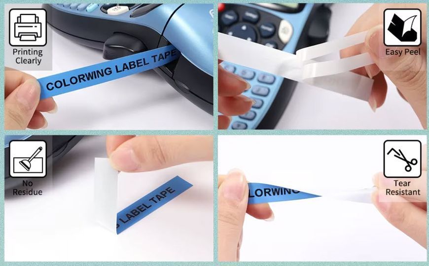 Phomemo P12 P12Pro DYMO Letra Tag Сменный картридж (самоклеющаяся + красящая лента) для принтера стикеров/этикеток 12 мм (4 м) белый фон черные буквы -термо- &nbsp; 8108-2 фото